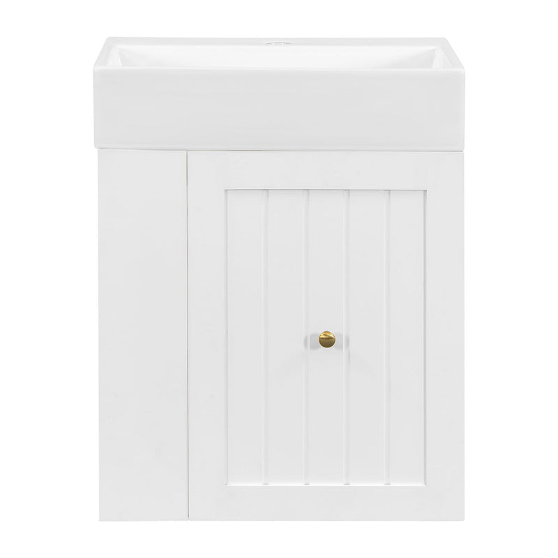 Modern Bathroom Vanity With Sink, Storage Cabinet, Drawer & Side Shelf