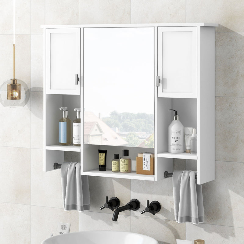 Wall Mounted Bathroom Storage Cabinet With Mirror, Medicine Cabinet With Towel Bar