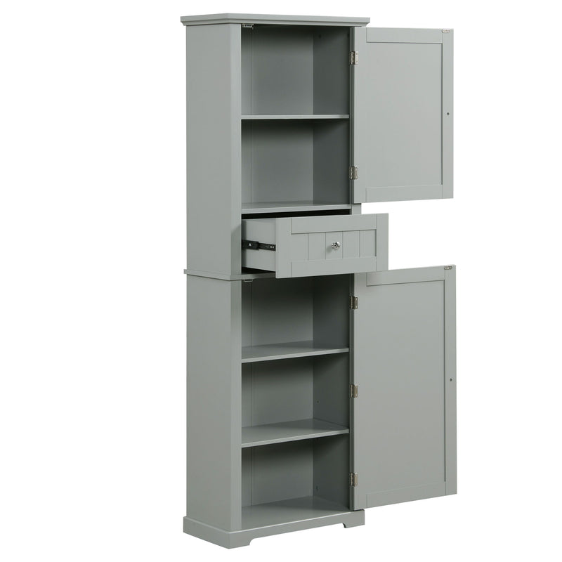 Tall Freestanding Bathroom Storage Cabinet With Drawer And Adjustable Shelf