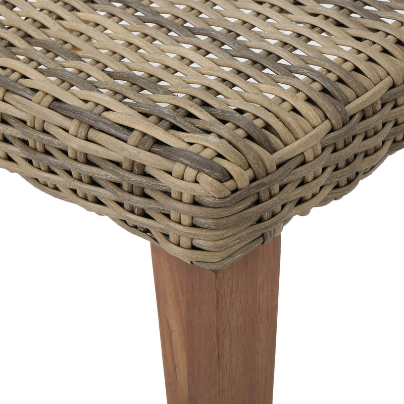 Outdoor Rattan Wicker Ottomans - Gray
