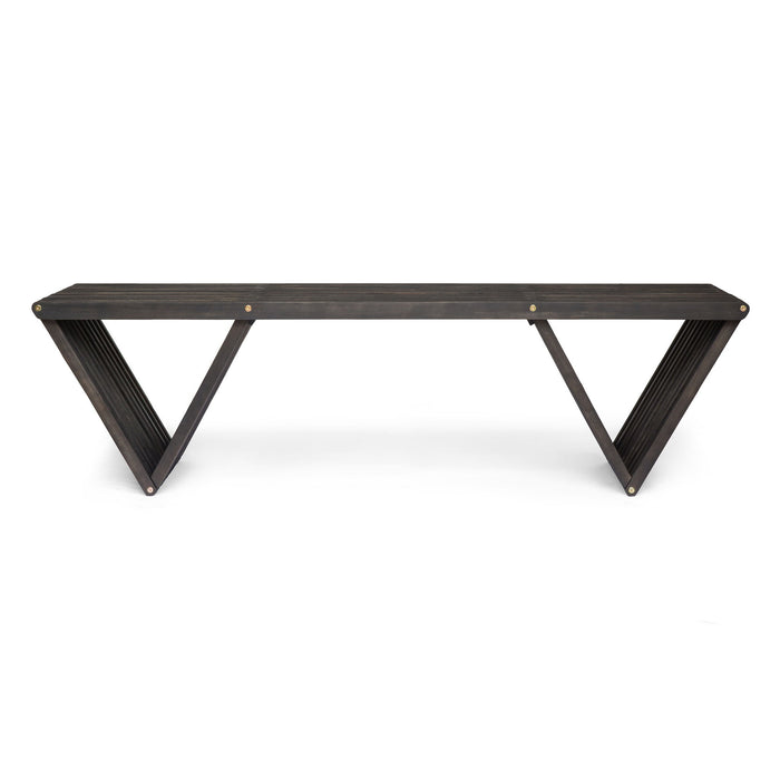 Gloaming - Outdoor Bench With Slat Design And Triangular Base - Dark Gray