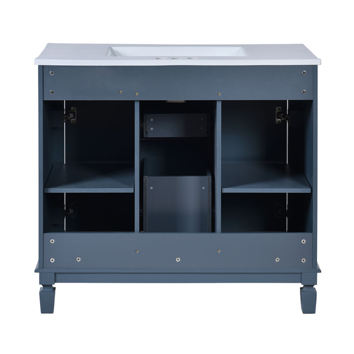 Bathroom Vanity With Top Sink, Mirror Cabinet, 2 Soft Closing Doors & 2 Drawers