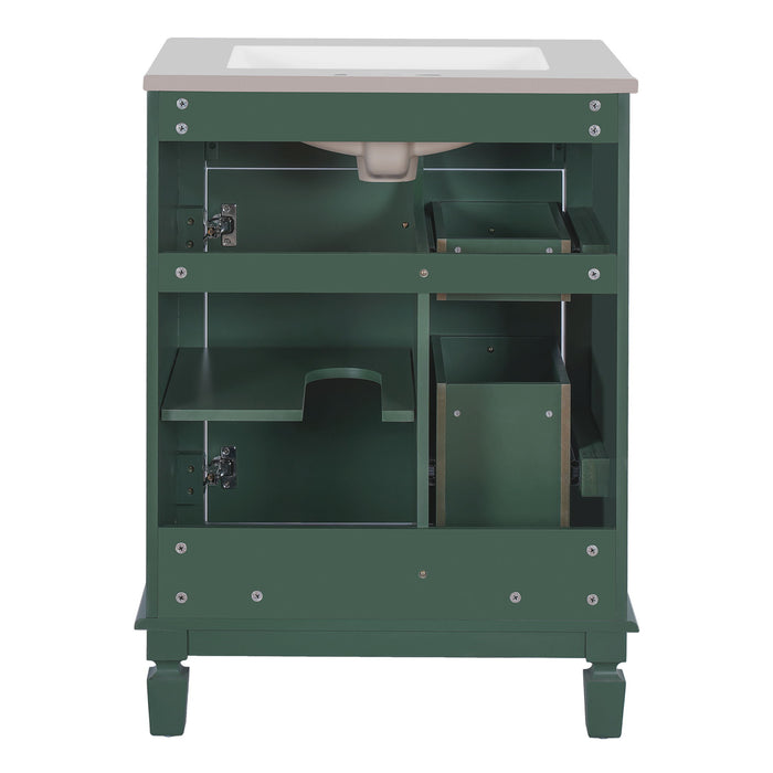 Bathroom Vanity With Sink, Compact Cabinet & 2 Drawers And Adjustable Shelf