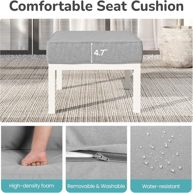 Patio Ottomans With Cushions, All-Weather Footrests (Set of 2)