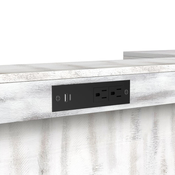 Rogen Rustic Bar Table with Ice Tray, USB and Power in Rustic White