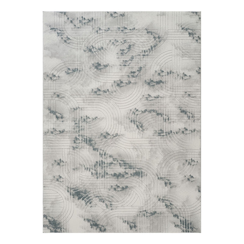 Geometrix - 5'3" X 7'3" Area Rug / Geometric 3D Effect - Ivory / Gray