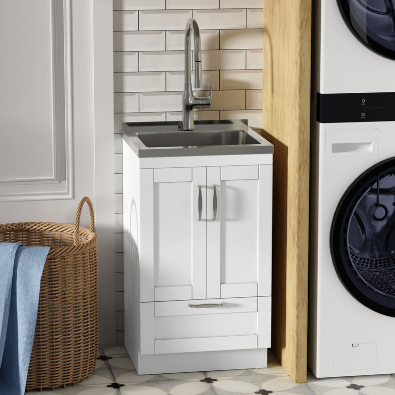 Reed - Deluxe Laundry Cabinet With Pull-Out Faucet And Stainless Steel Sink