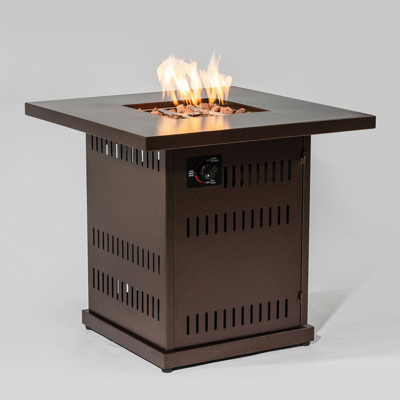 Propane Gas Fire Pit Table, 50000 Btu Square For Outside - Brown