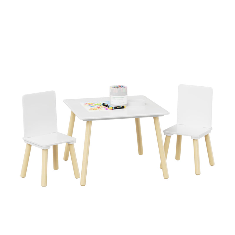 Kids Table And 2 Chairs Set, 3 Piece Toddler Activity Play - White