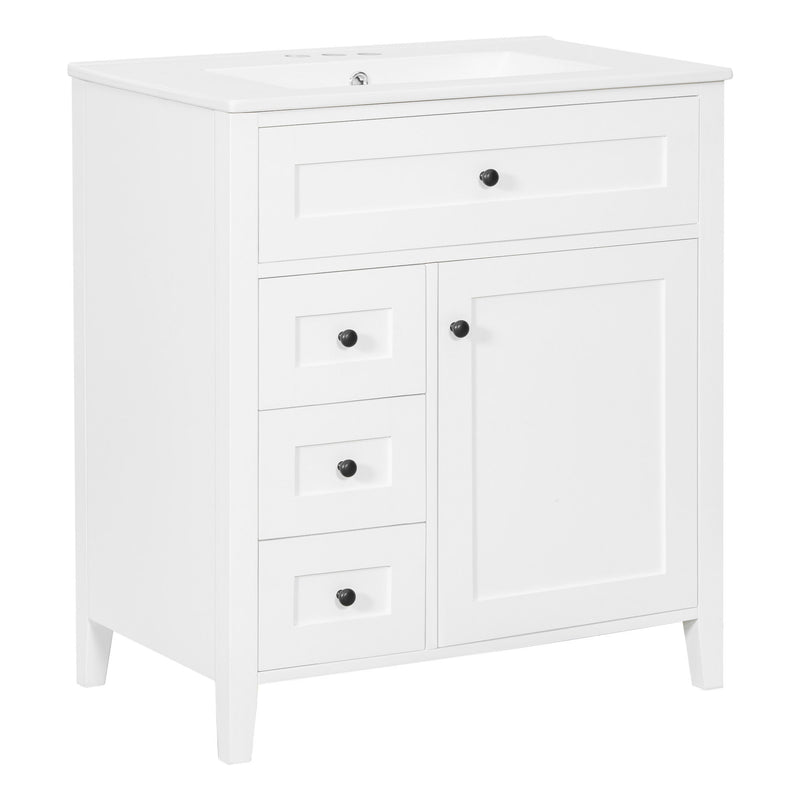 Bathroom Vanity With Sink, 3 Drawers And Adjustable Shelf, Freestanding Storage Unit