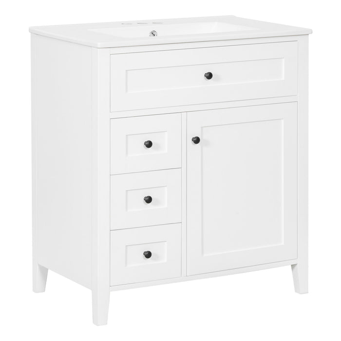 Bathroom Vanity With Sink, 3 Drawers And Adjustable Shelf, Freestanding Storage Unit