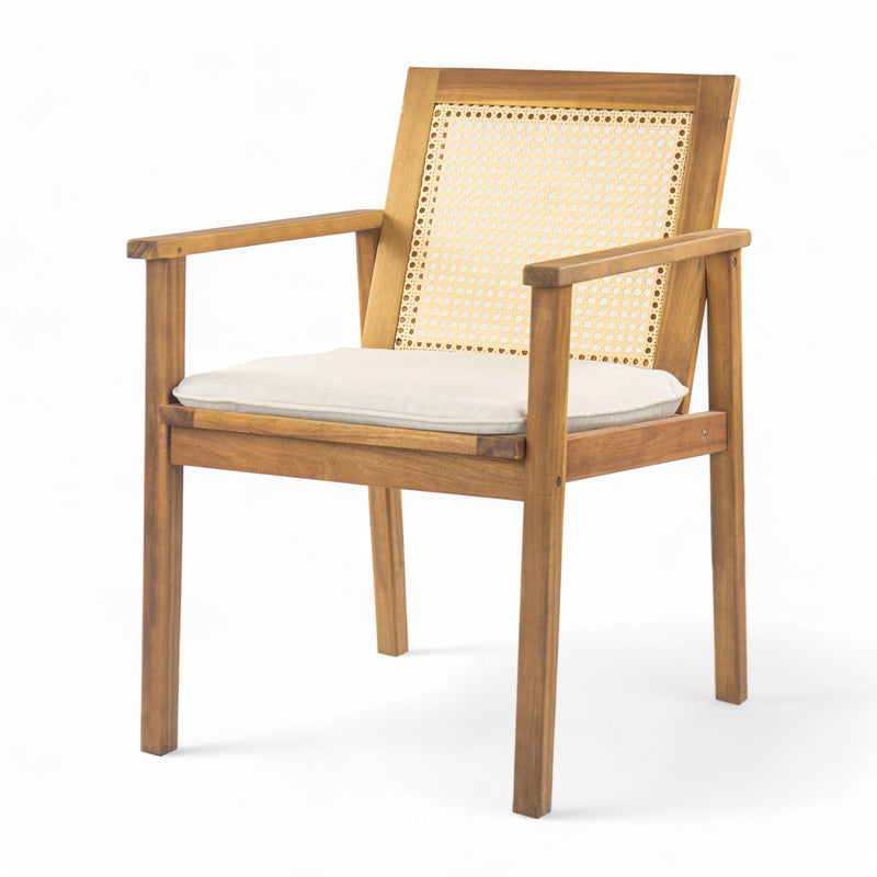 Preston - Outdoor Dining Chair With Cushion (Set of 2) - Teak / Beige