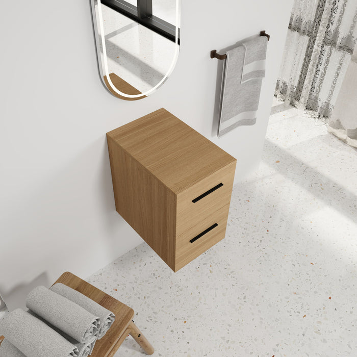 Floating Bathroom Vanity Drawer Base, Wall Mounted Storage With 2 Drawers - Light Oak