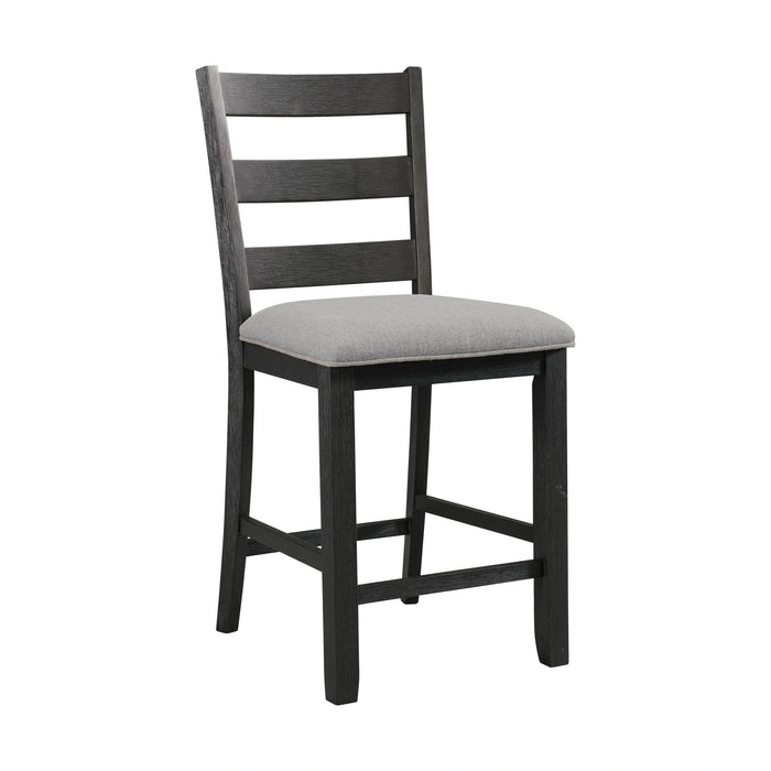 Martin Counter Side Chair with Grey Fabric - Black Finish (2 Per Carton)