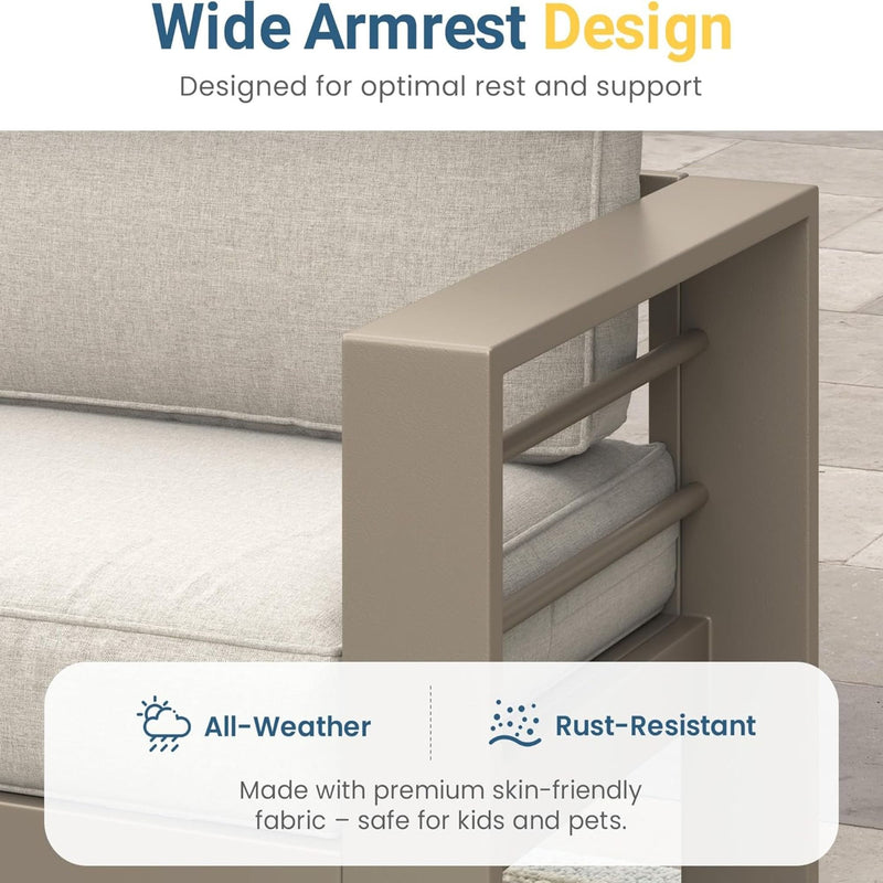 Modern All-Weather Patio Armchairs With Thick Cushions (Set of 2)