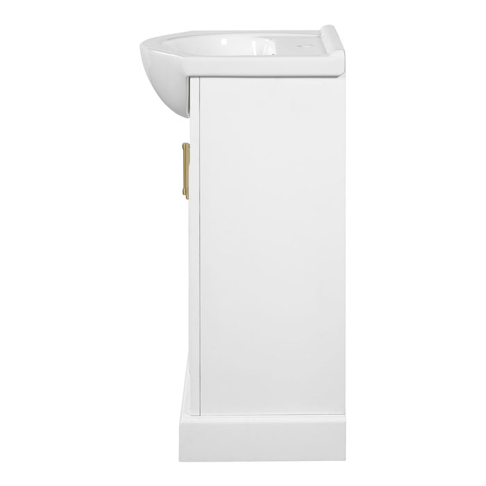 20" Bathroom Vanity With Bulged Sink, Freestanding Single Vanity Set, Soft Close Door
