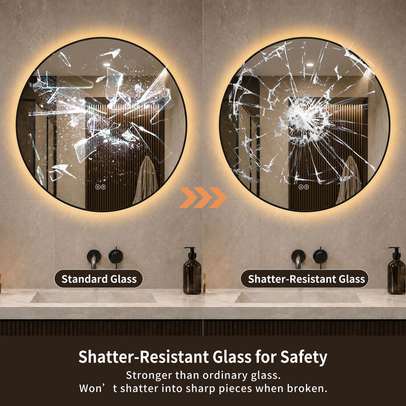 Round Framed Dimmable ED Bathroom Mirror With Anti Fog