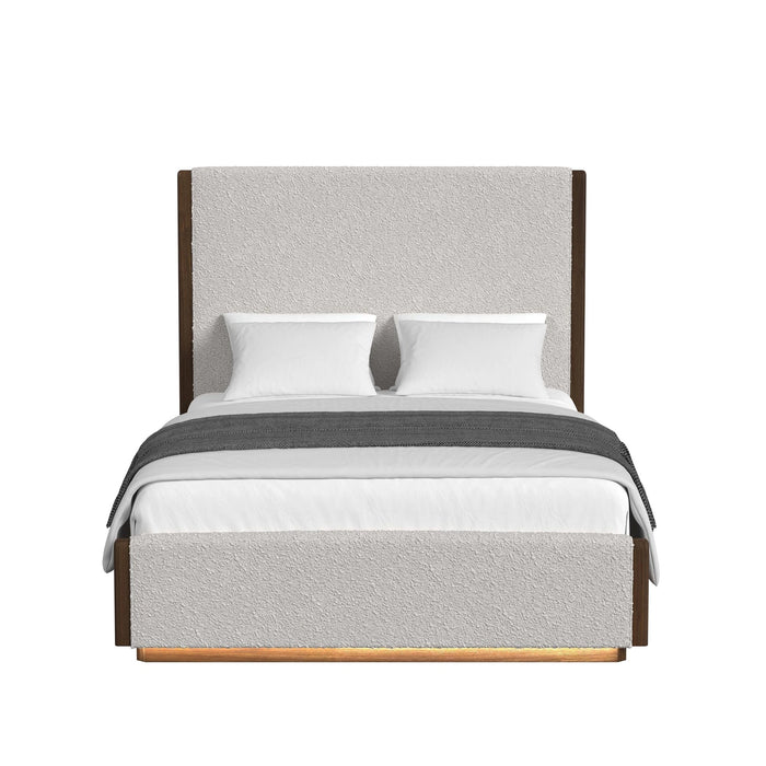 Brisbane UPH Bed with Boucle Beige and LED