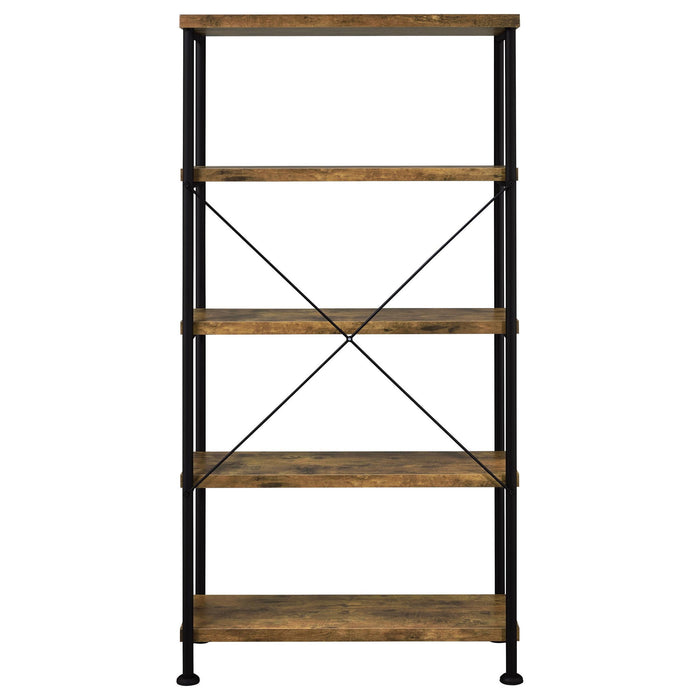 Avon - 2 Piece Computer Desk And Bookcase With 3 Drawers - Rustic Brown