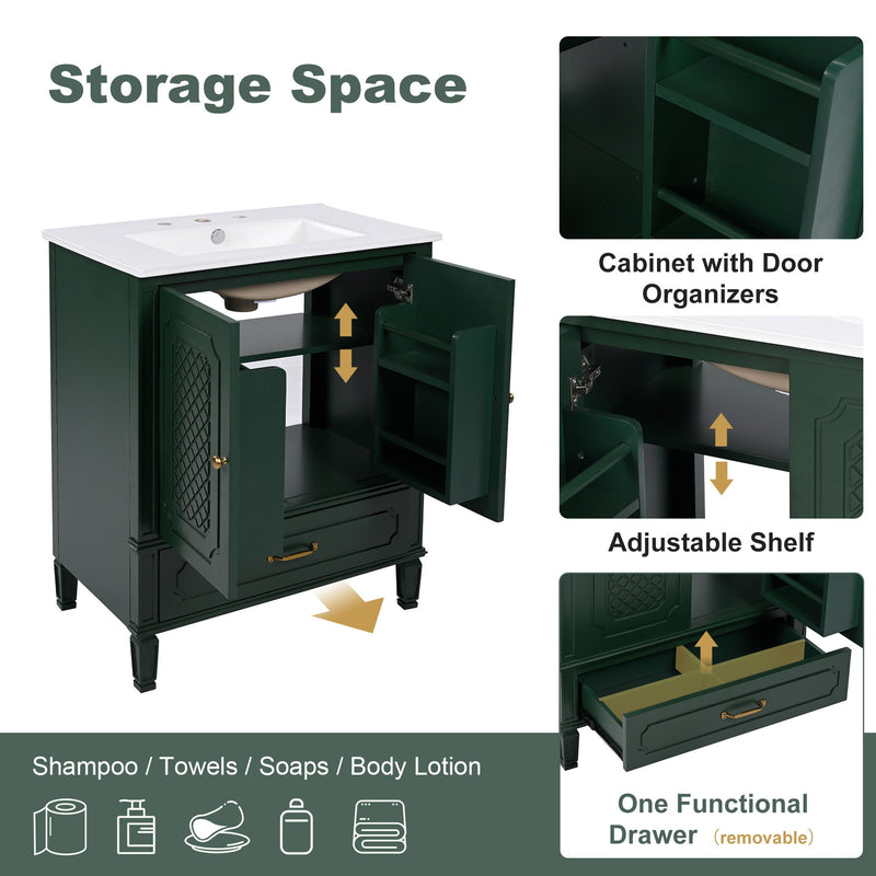 Bathroom Vanity With Sink, Soft Closing Door, Multi Functional Storage