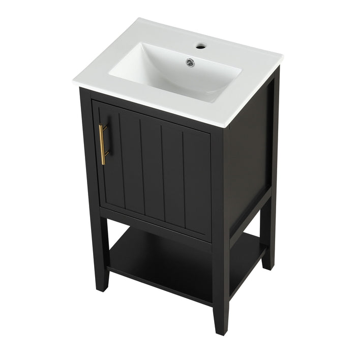 Modern Bathroom Vanity With Sink, Soft-Closing Door And Open Shelf