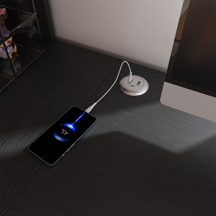 L-Shaped Computer Desk With Glass Cabinets, Built In LED Lights, USB Charging Ports