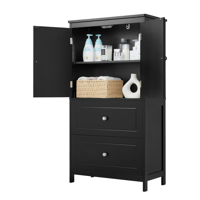 Bathroom Storage Cabinet With 2 Doors And Drawers, Adjustable Shelf