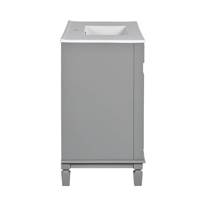 Bathroom Vanity With Top Sink, Mirror Cabinet, 2 Soft Closing Doors & 2 Drawers