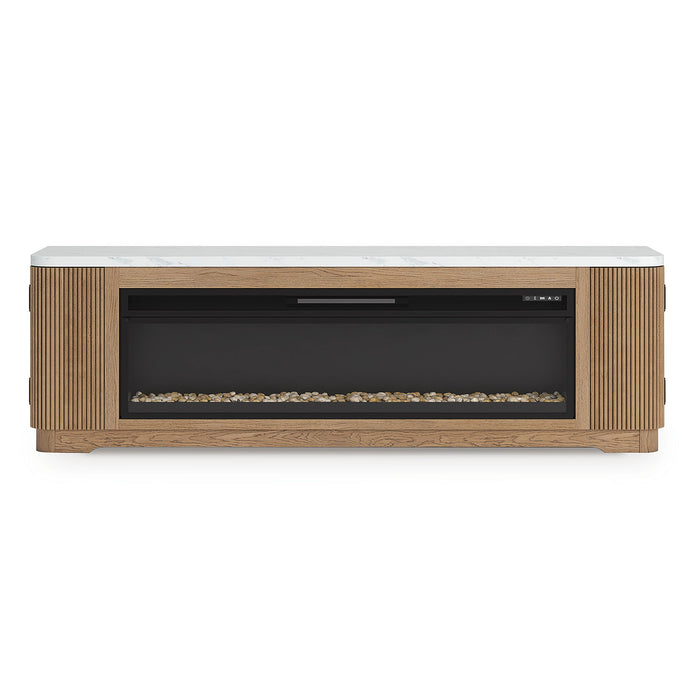 Camdill - 80" TV Stand With Electric Fireplace - Light Brown