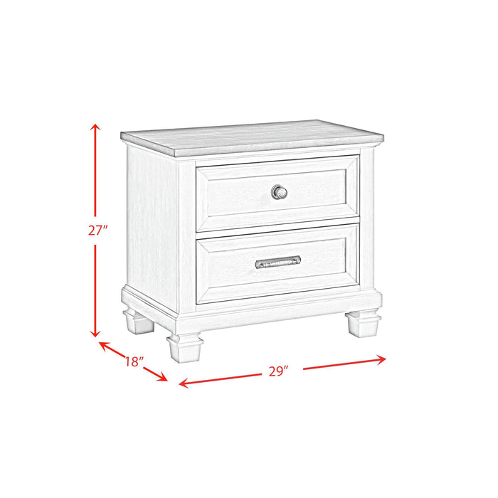 Farmington - 2 Drawer Nightstand With USB - Medium Brown / Washed Stone