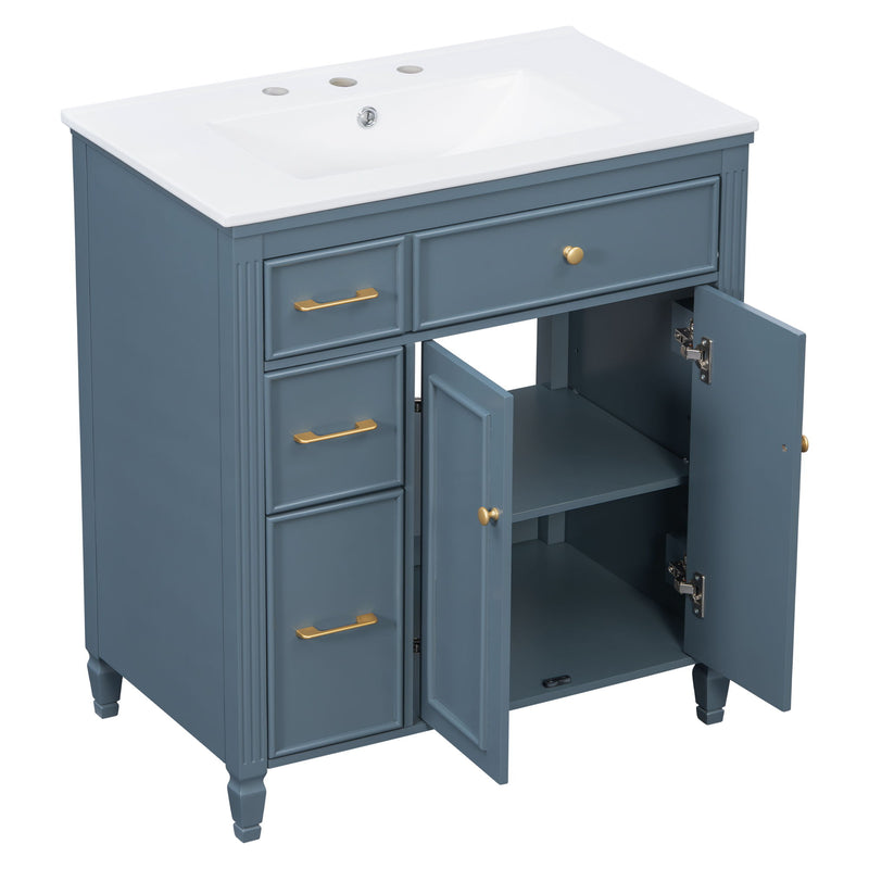 Freestanding Bathroom Vanity With Sink, Soft Close Door, Tip Out Drawer