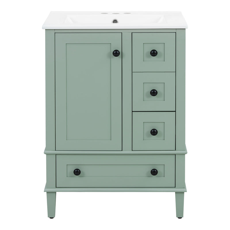 Bathroom Vanity With Integrated Basin, Soft Close Drawers, Door Mounted Double Layer Shelf