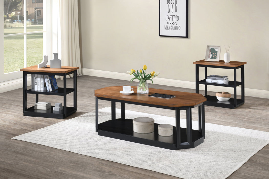 Decker - 3 Piece Occasional Set (1 Coffee & 2 End Tables) - Brown / Black