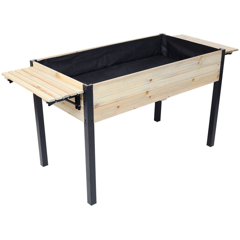 Raised Garden Bed With Metal Legs And Folding Storage Shelf