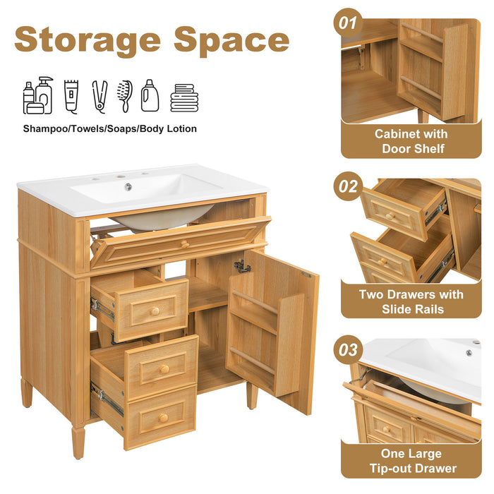 Bathroom Vanity With Flip Out Drawer, 2 Soft-Close Drawers