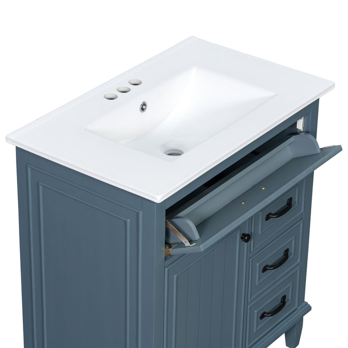 Bathroom Vanity With Sink Top, Flip Drawers, Adjustable Shelf