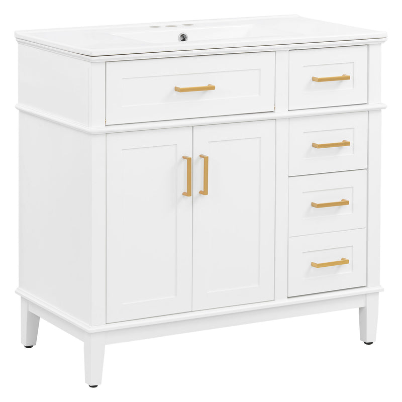 Modern Bathroom Vanity With Sink, Soft Close Doors, 4 Storage Drawers