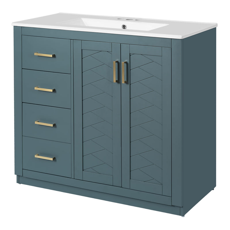 Bathroom Vanity With Sink Combo, Storage Cabinet, Freestanding Set With 3 Drawers & Soft Closing Doors
