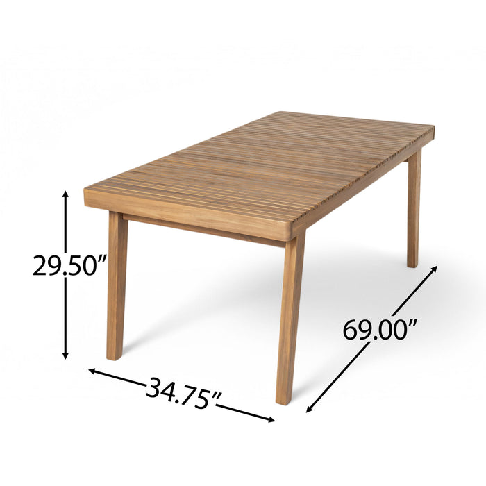 5 Piece Patio Furniture Set Acacia Wood Table And 4 Heavy Duty Cushioned Chairs