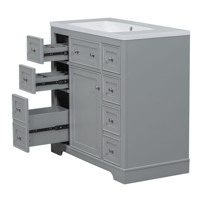 Modern Bathroom Vanity With Sink Combo, 6 Drawers And 1 Cabinet