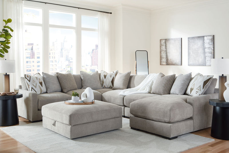 Aslan Court - 2 Pc. - 6-Piece Sectional With Raf Corner Chaise, Ottoman - Pebble