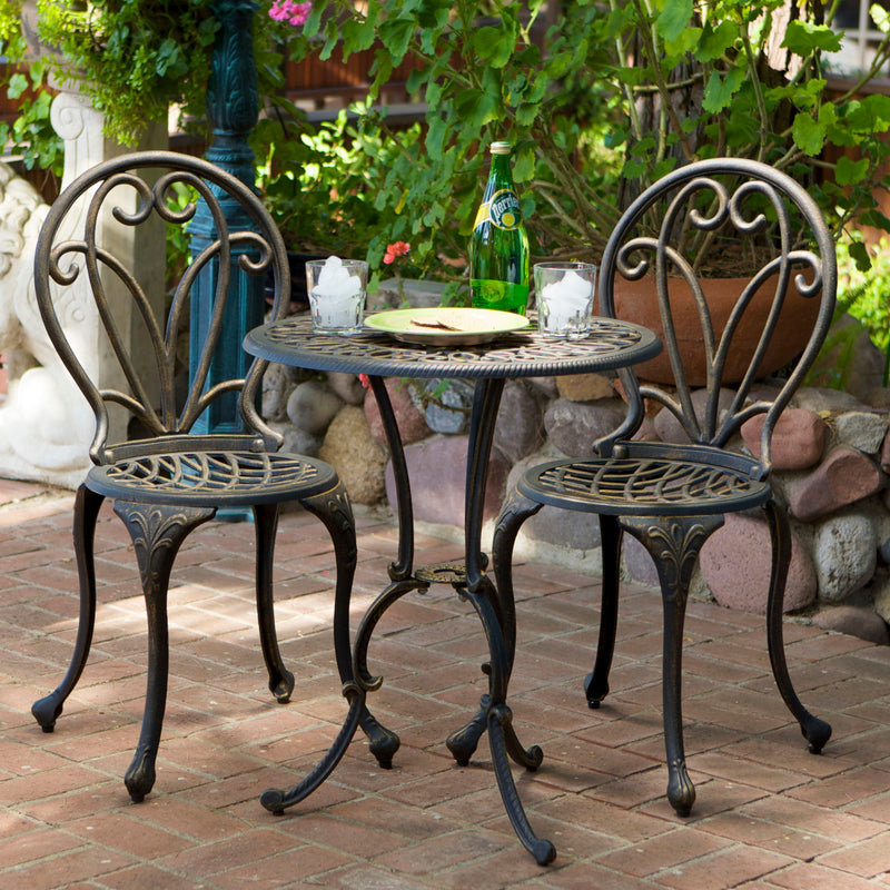 Thomas - 3 Pieces Cast Bistro Set - Black / Gold