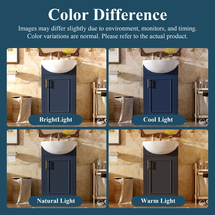 20" Bathroom Vanity With Bulged Sink, Freestanding Single Vanity Set, Soft Close Door
