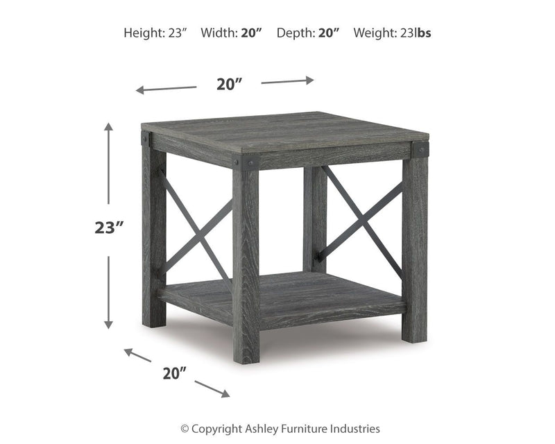 Freedan - Square End Table - Grayish Brown
