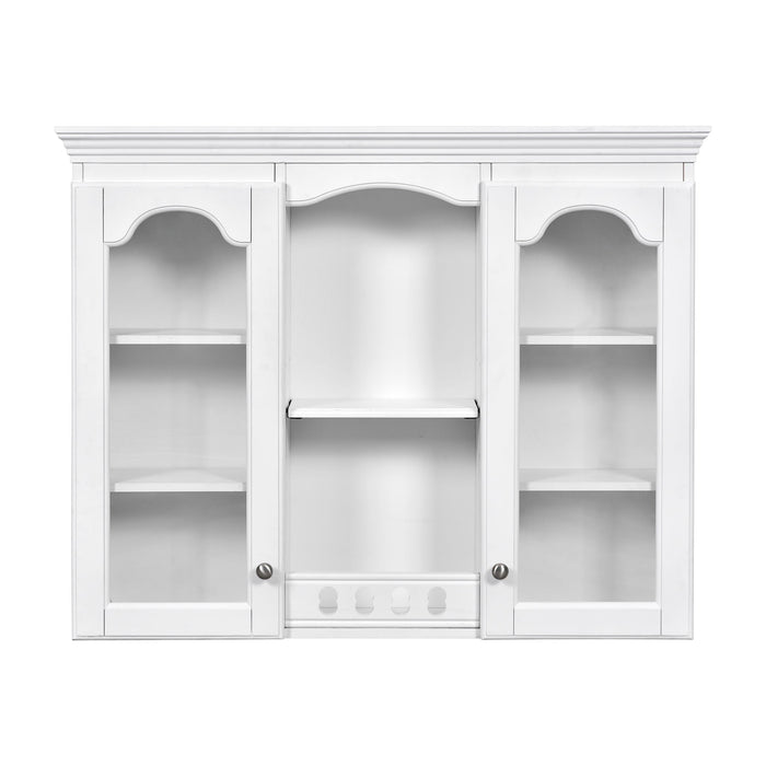 Wall-Mounted Medicine Cabinet With 2 Glass Doors, Adjustable Shelves - White