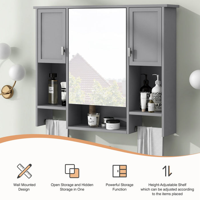 Wall Mounted Bathroom Storage Cabinet With Mirror, Medicine Cabinet With Towel Bar