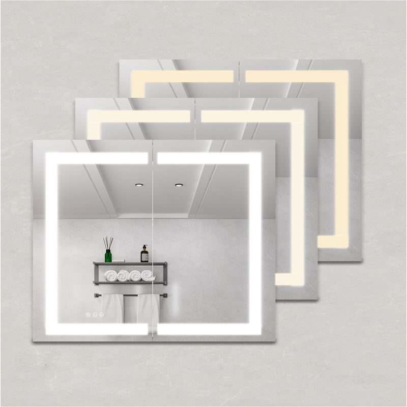 Medicine Cabinet With LED Vanity Mirror, Anti-Fog, Waterproof, Dimmable With Touch Switch