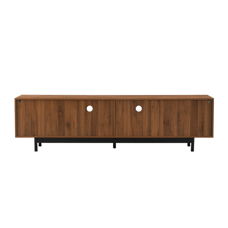TV Stand, Media Console With 2 Drawers, Soft Closing Slatted Doors, Living Room Entertainment Center - Walnut