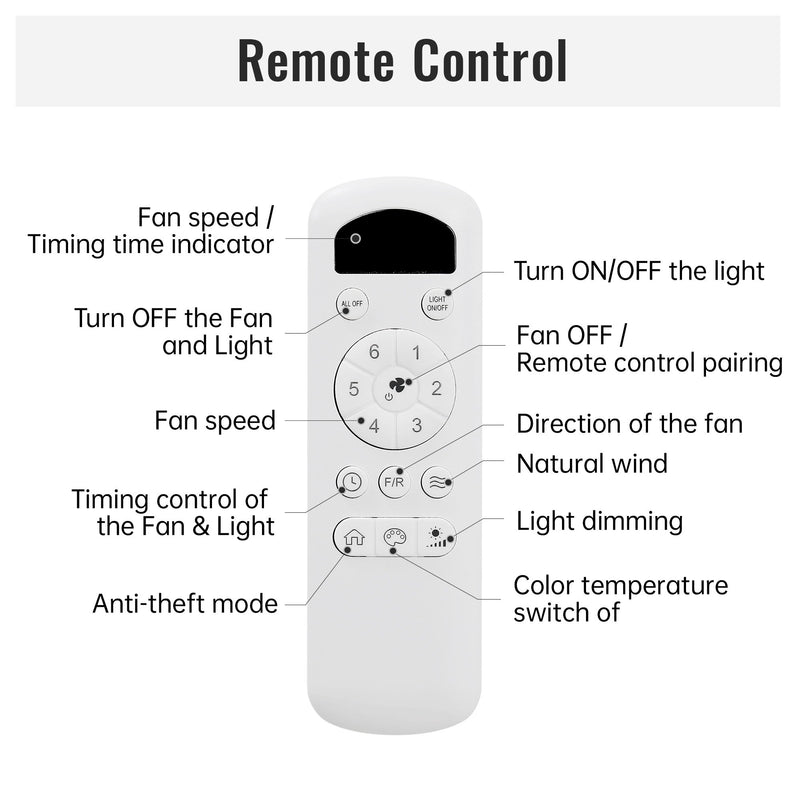 48" Ceiling Fan With 3 Blades Body, Remote Control Reversible DC Motor For Living Room - Gold