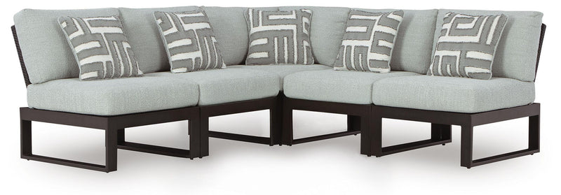 Beachloft - 5-Piece Outdoor Sectional - Black / Gray